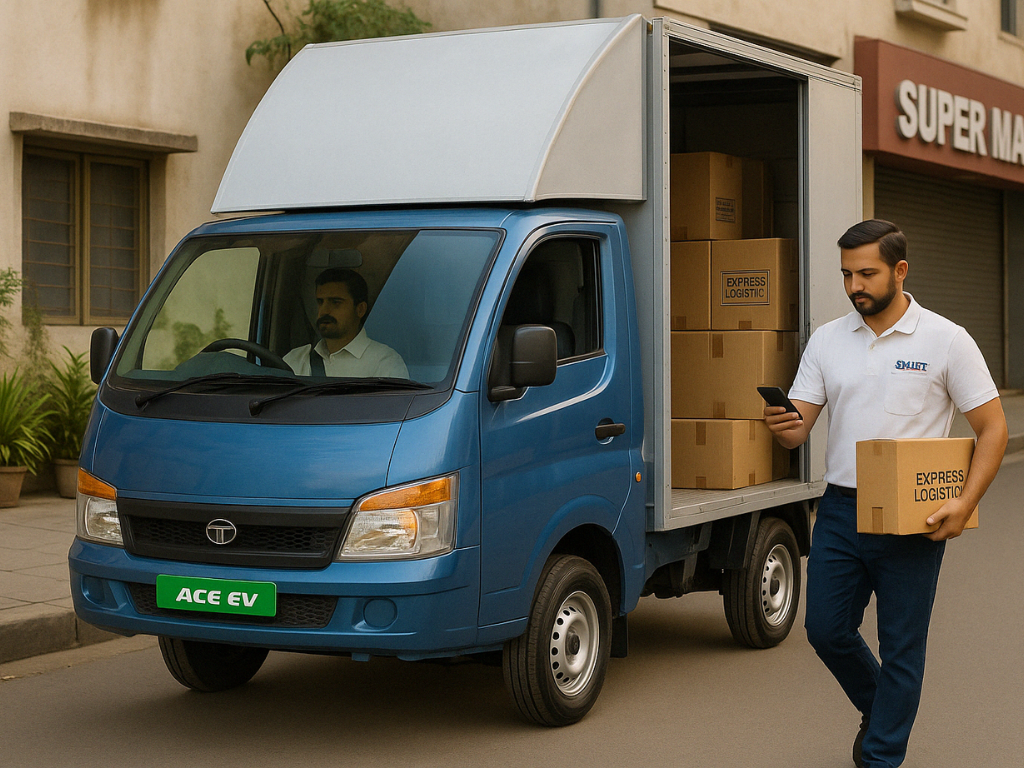 Smart Supply Chain last mile delivery van making local deliveries in Nashik with real-time tracking and fast dispatch services.